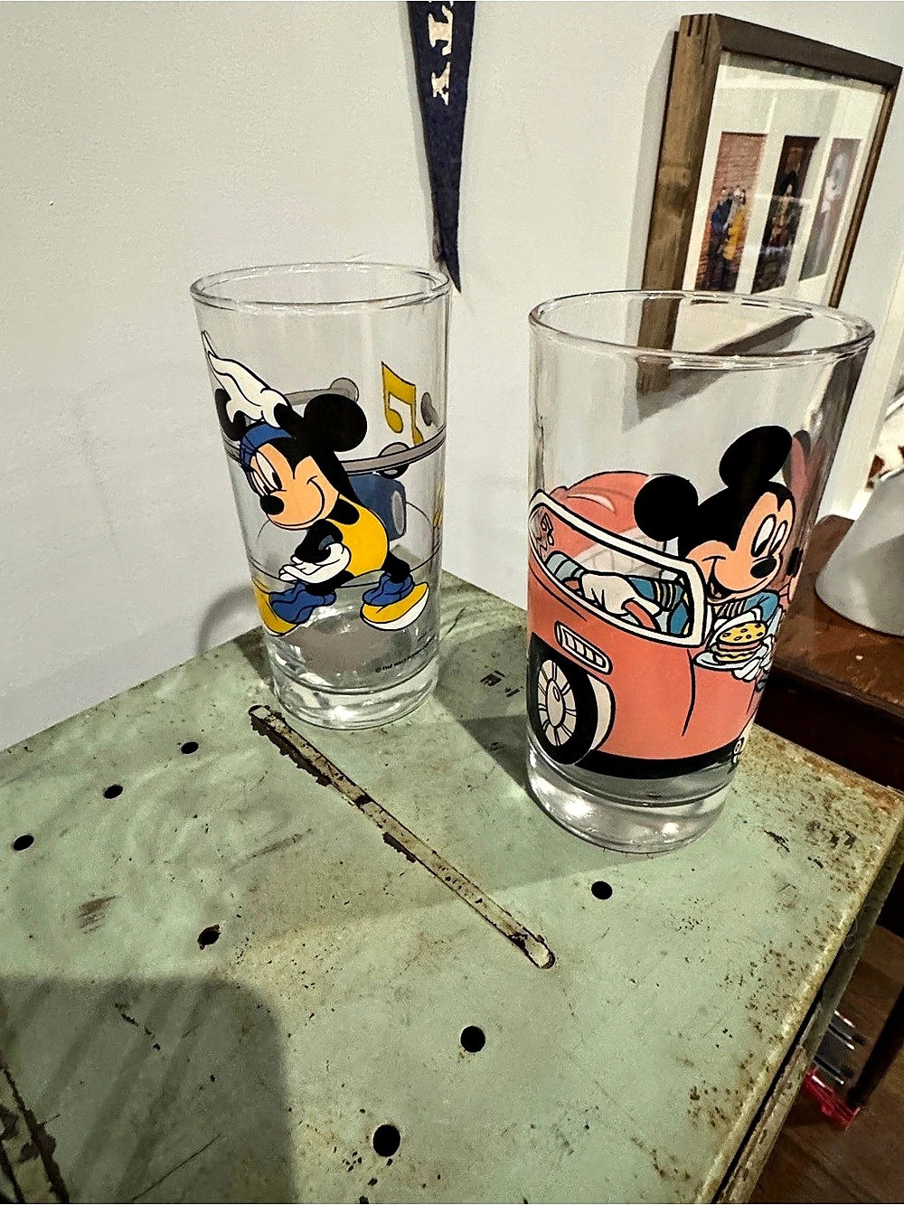 Vintage Glasses Disney Mickey Mouse and Minnie